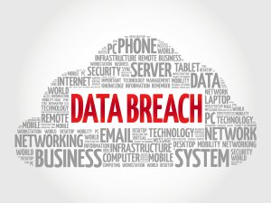 Data breach written in red to represent employee data breach compensation