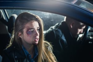 A woman is experiencing anxiety after a car accident.